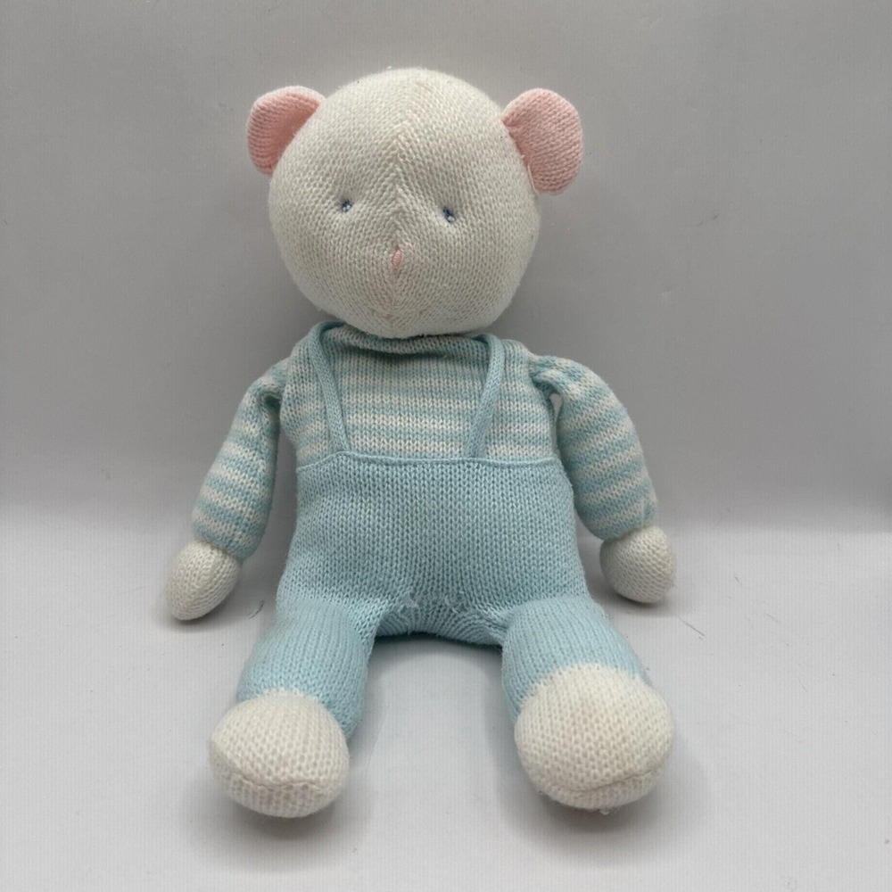 EDEN Vintage Knit‎ Blue Stripes Bear Mouse Plush Toy Animal 4380